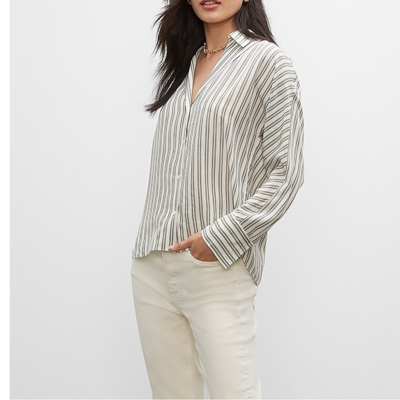 Women’s CLUB MONACO Signature Striped Silk buttoned‎ Shirt size small - Picture 1 of 14